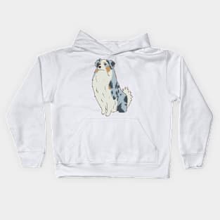 australian shepherd illustration Kids Hoodie